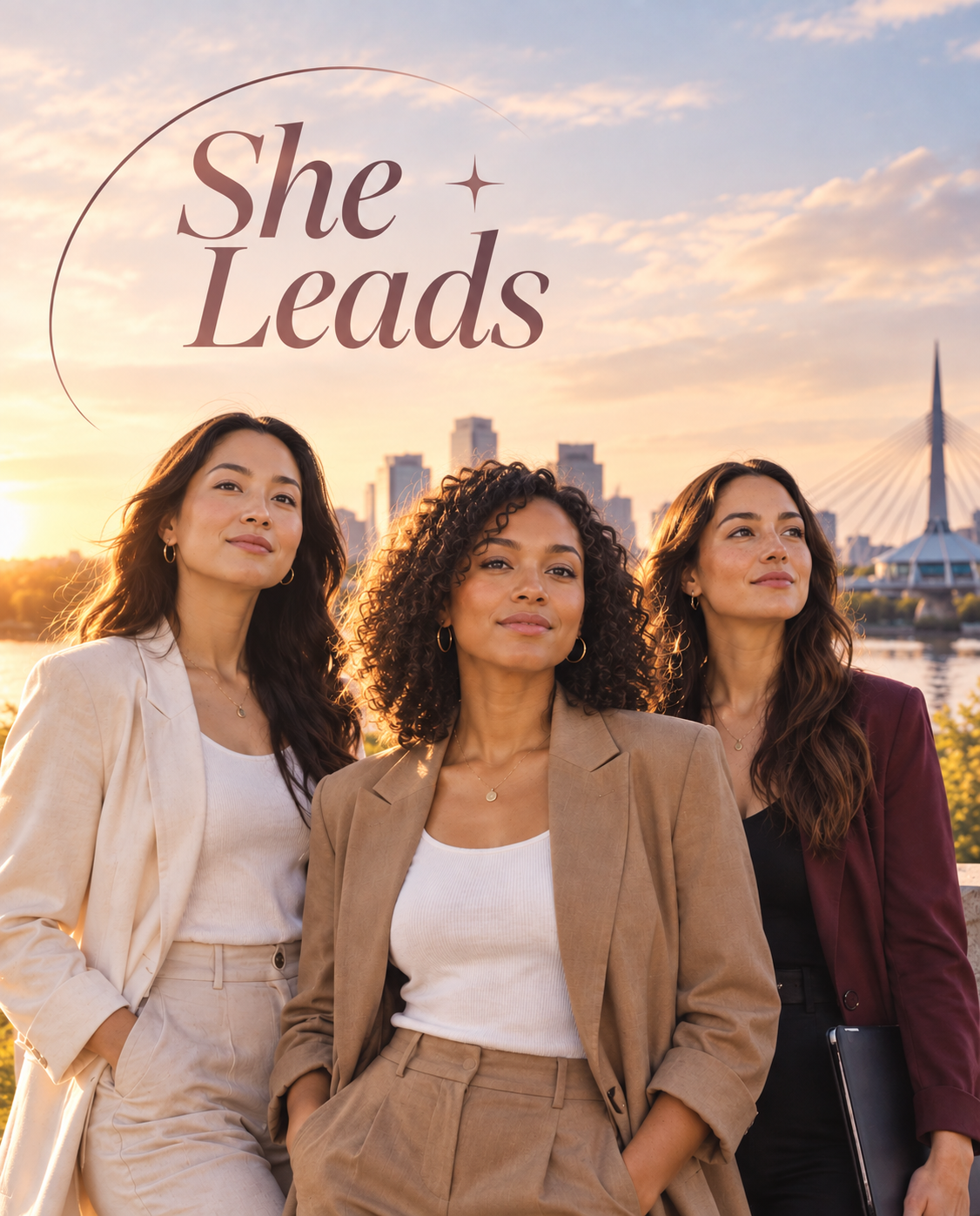 Three women leaders standing together